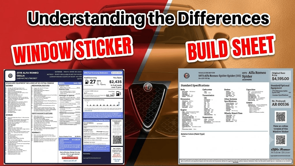 Alfa Romeo Window Sticker vs Build Sheet